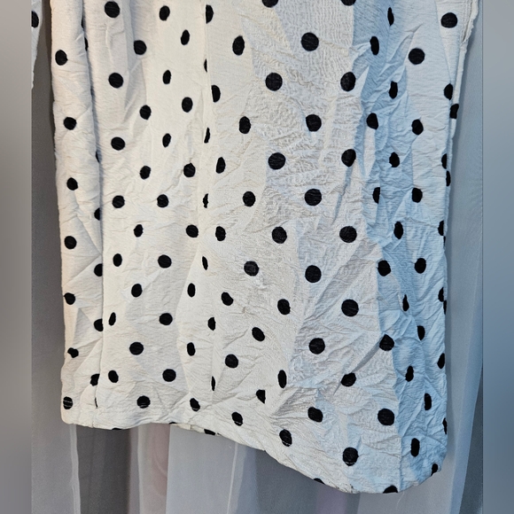 Zara Polka Dot White Wrinkle High Waist Trousers - Picture 8 of 9